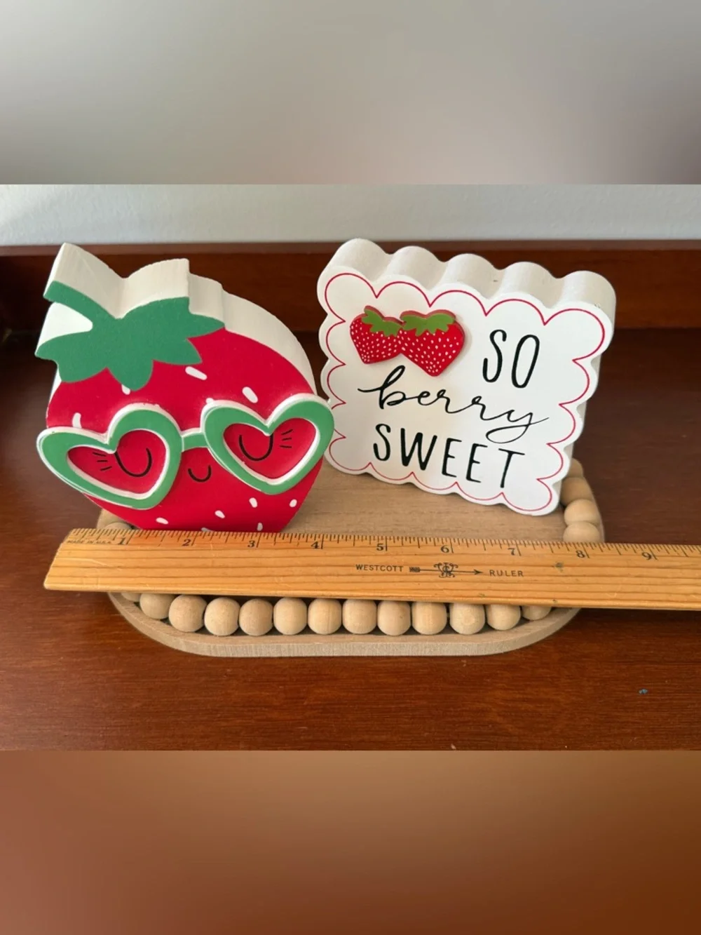 Farmhouse Gift Set Care Package Wooden Beaded Riser Strawberry Decor Berry Sweet